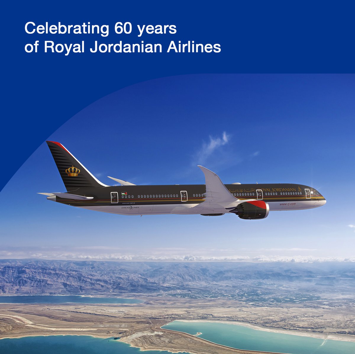 Congratulations @RoyalJordanian on 60 years of service and excellence. We're proud to be your partner and look forward to many more years of our airplanes flying in your livery. ✈