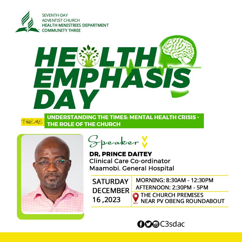 c3sdac's tweet photo. The church has always held a firm belief in the importance of holistic well-being, recognizing that our spiritual, physical, and emotional health are intertwined. In our quest to promote a lifestyle of health and wholeness, we cannot overlook the pressing issue of mental health. https://t.co/5QQ1RqoVYe