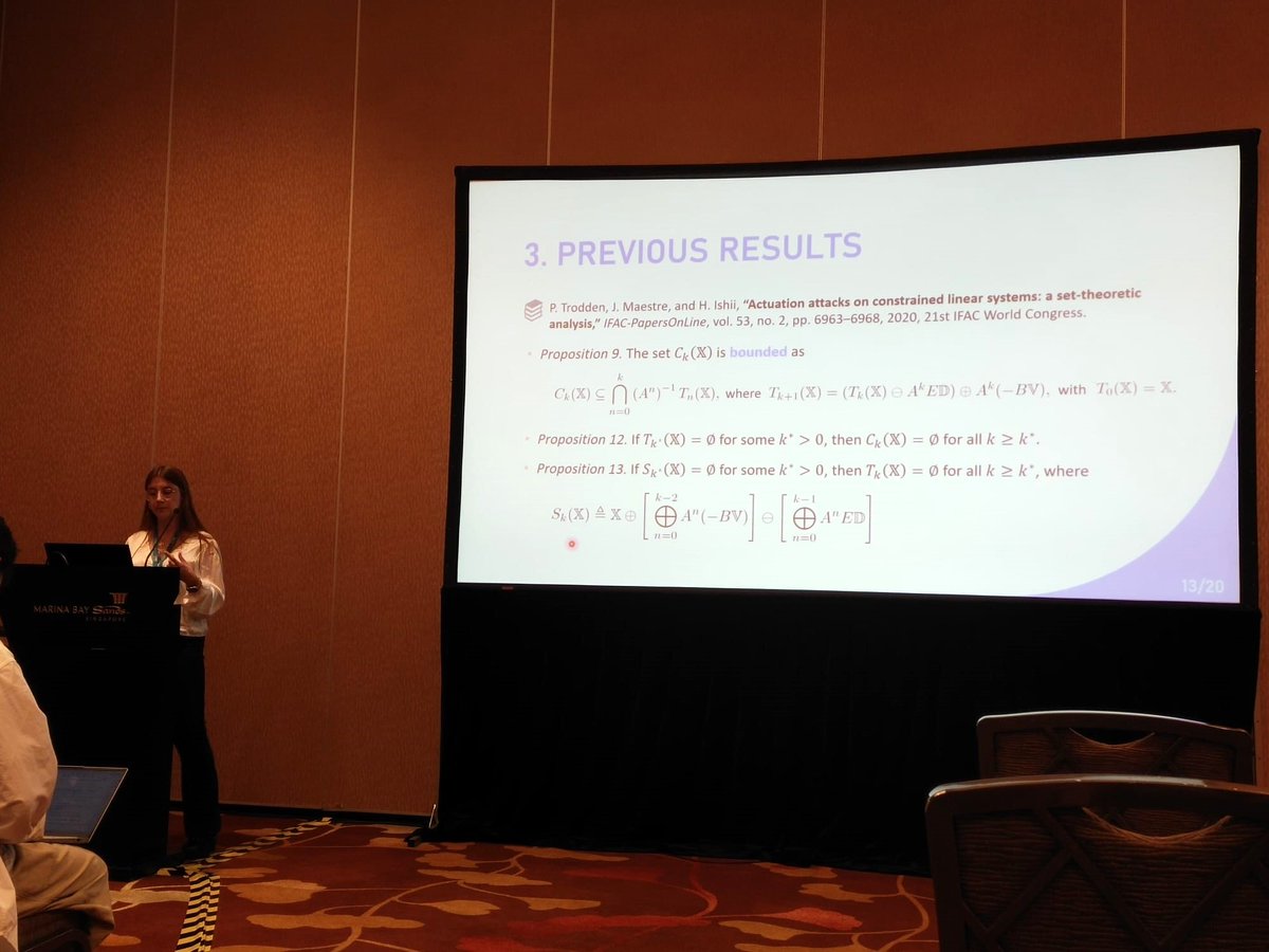 It was my pleasure to present this morning the paper "A Bound on the Existence of the Maximum Jointly Invariant Set for Input-Coupled Systems" at the Distributed Control session at the @IEEECDC2023, in Singapore. 

Go and check the letters' version! 📰 
ieeexplore.ieee.org/document/10153…