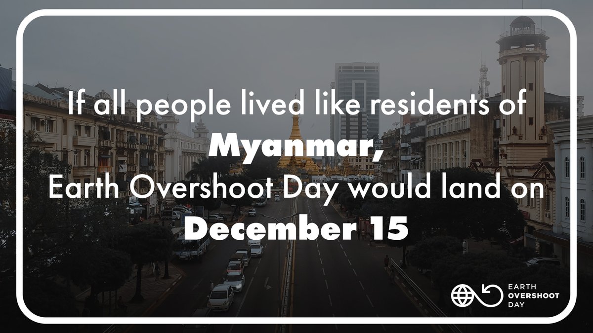 🇲🇲 If all people lived like residents of #Myanmar, #EarthOvershootDay would land on December 15. Learn more about trends for Myanmar. ⤵️ data.footprintnetwork.org/#/countryTrend… #MoveTheDate #OvershootDay