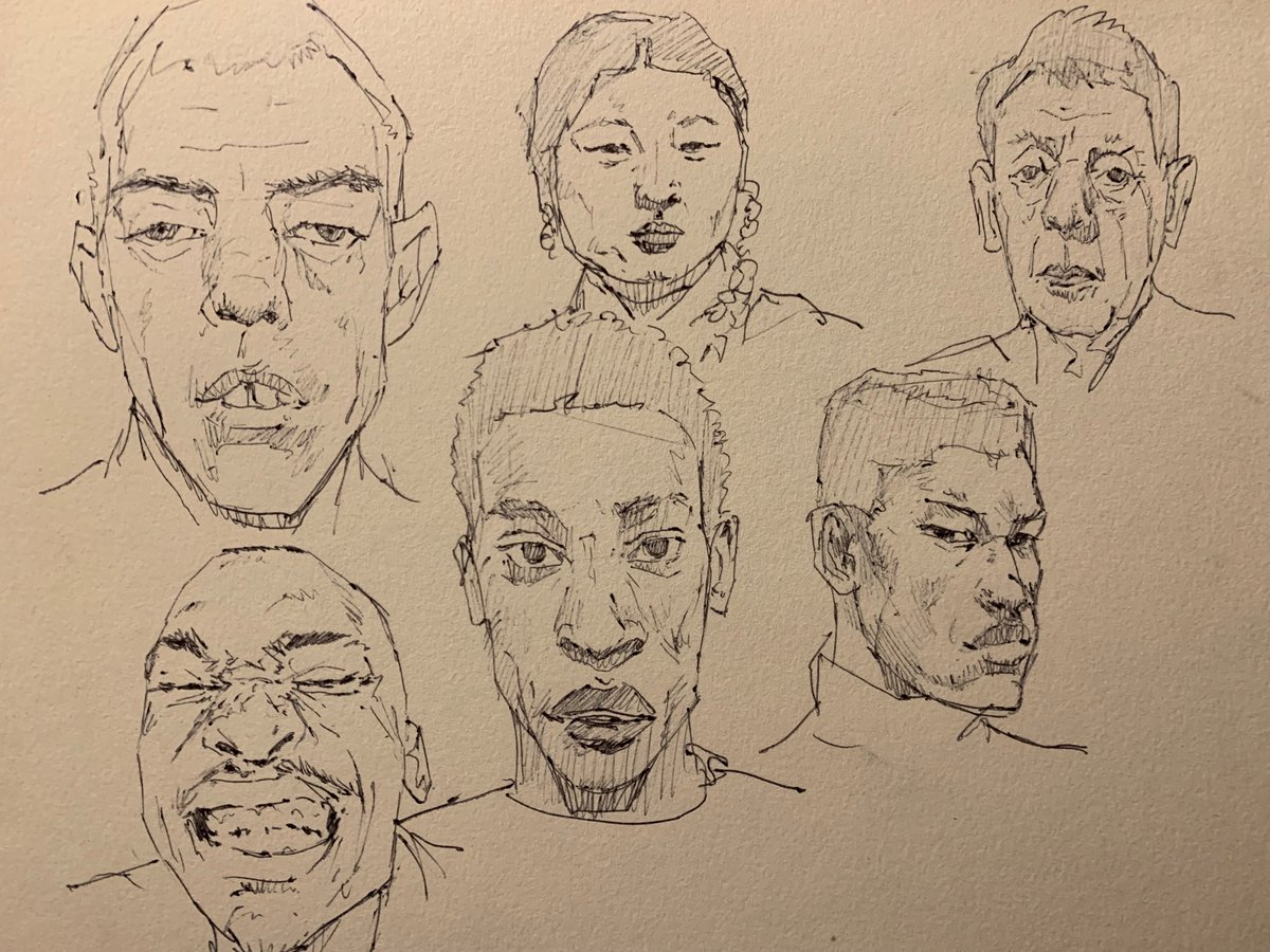 ronsartt's tweet photo. quick portrait sketches https://t.co/q2P5YSV826