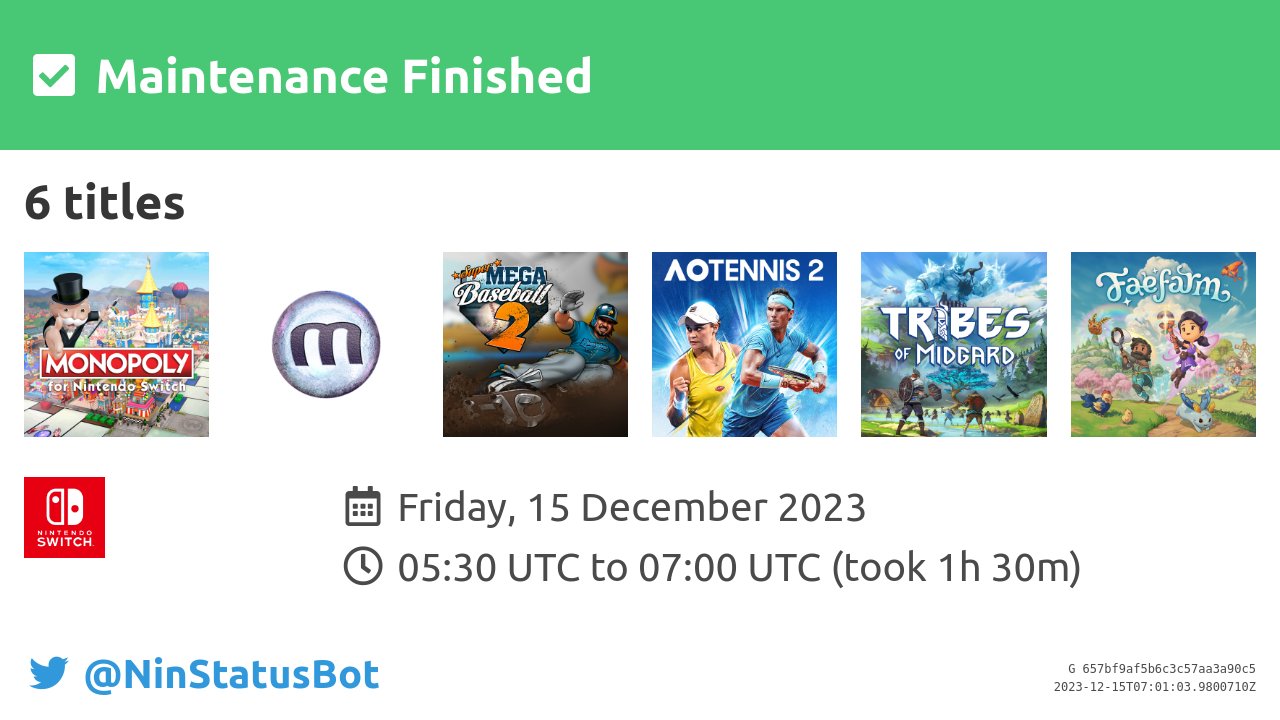 NinStatusBot on X: [Maintenance Finished] Maintenance for Super Mario  Odyssey™ has finished. #Maintenance #NintendoSwitch   / X