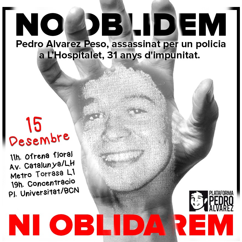 El Pedro Álvarez sempre ha estat present entre nosaltres, a les cases okupades, a les manifestacions, durant el 15m, al carrer contra els abusos de poder. Aquella nit un policia li va arrencar la vida, però no va poder assassinar la seva memòria. #pedroalvarez