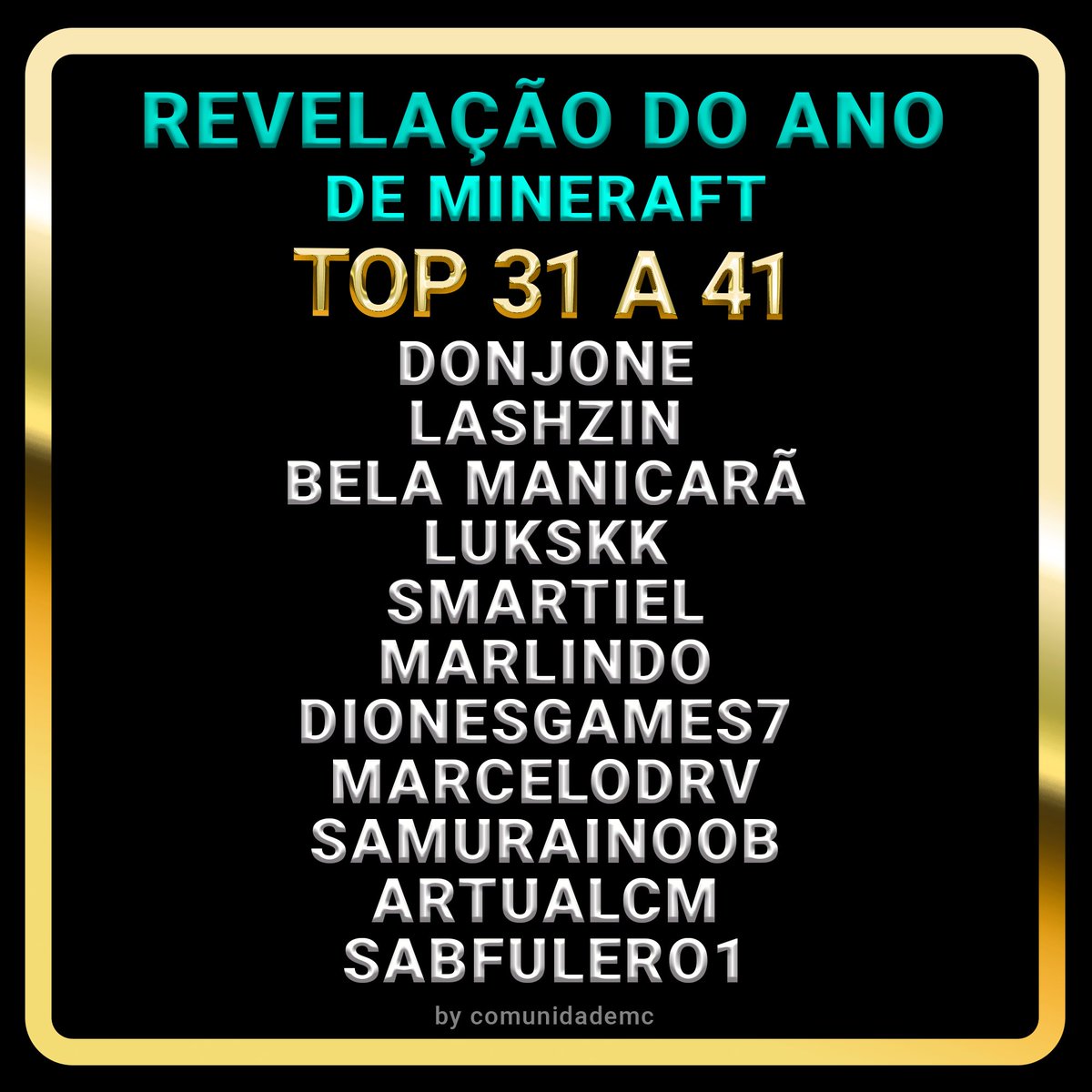 Comunidade de Minecraft on X: 🚨 #MAM2023 - Resultados REVELAÇÃO