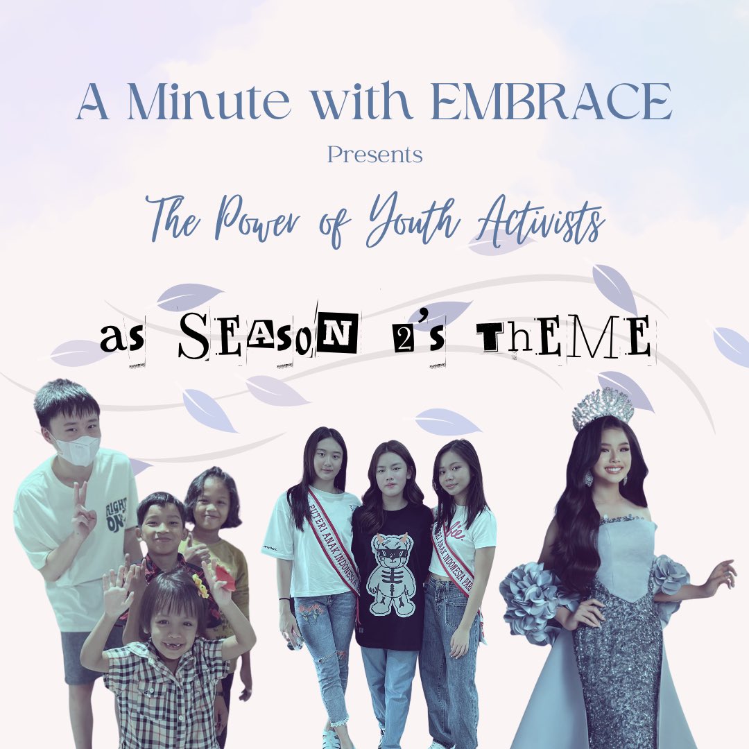 A Minute with EMBRACE presents…..
The Power of Youth Activists ⭐️🩵
as Season 2’s Theme

Entering this long-awaited season, we will explore the minds of remarkable youth activists from around the world.

#EMBRACEForChange #Podcast #Education #YouthActivists