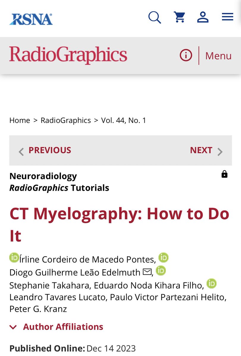 Our new tutorial/beginner’ guide @RadioGraphics on performing a CT myelography. From needle selection to positioning to acquisition. Special thank you to @PeterGKranz @DukeNeurorad for the collaboration doi.org/10.1148/rg.230…