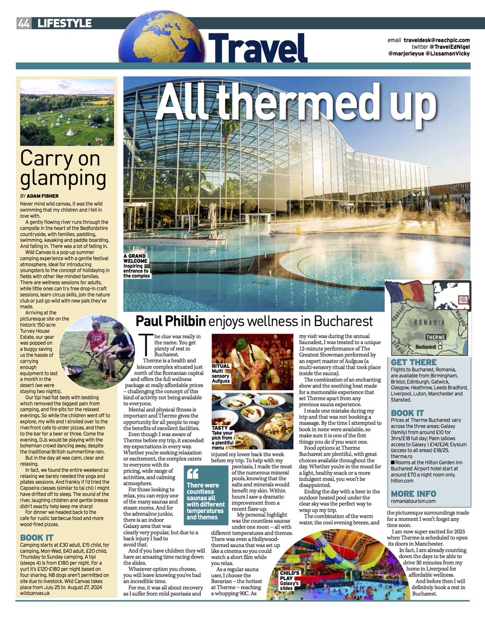 Tomorrow's Sunday People print #travel - wellness wonders at the Therme complex in Bucharest, Romania. By @paulphilbin