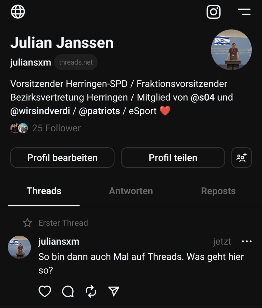 Bin dann jetzt auch auf #Threads. Folgt mir da gerne rein!