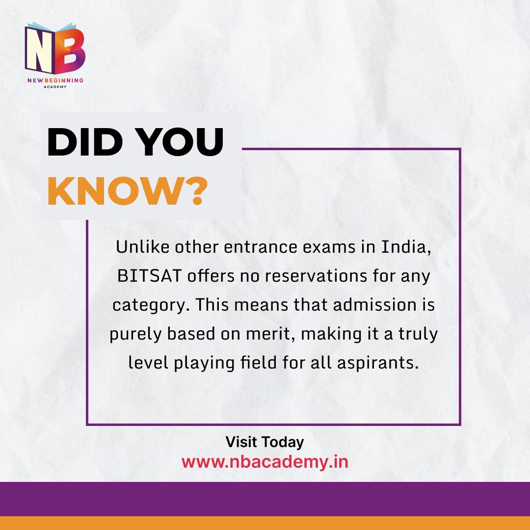 Merit matters. Get the best BITSAT preparation at New Beginning Academy and stand out
 #MockTests #newbeginningacademy #academy  #tuitionclasses #onlinetuition #onlinecoaching #StudyTips #ExamPreparation #AcademicExcellence  #bitsat #bitsatpreparation #bitsat2024