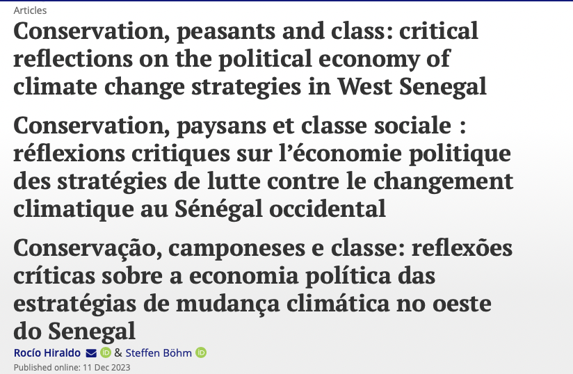 Is "class" relevant in the study of capitalist environmental conservation in Africa? How can we integrate the experiences of and responses of peasants in this type of research?
<a href="/SteffenBoehm/">Steffen Böhm</a> and I discuss these questions in our recently published a paper in <a href="/ROAPEjournal/">ROAPE journal</a>