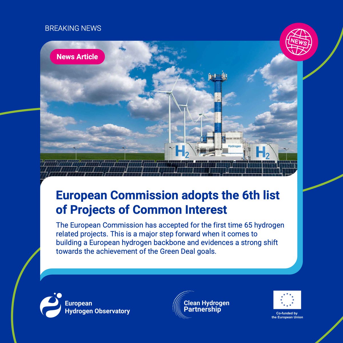 For the first time, the @EU_Comission has included 65 hydrogen projects to the list of Projects of Common Interest 💧🚀 Read more 👉 bit.ly/NewsProjectsCo… #HydrogenObservatory #HydrogenEconomy #CleanHydrogen