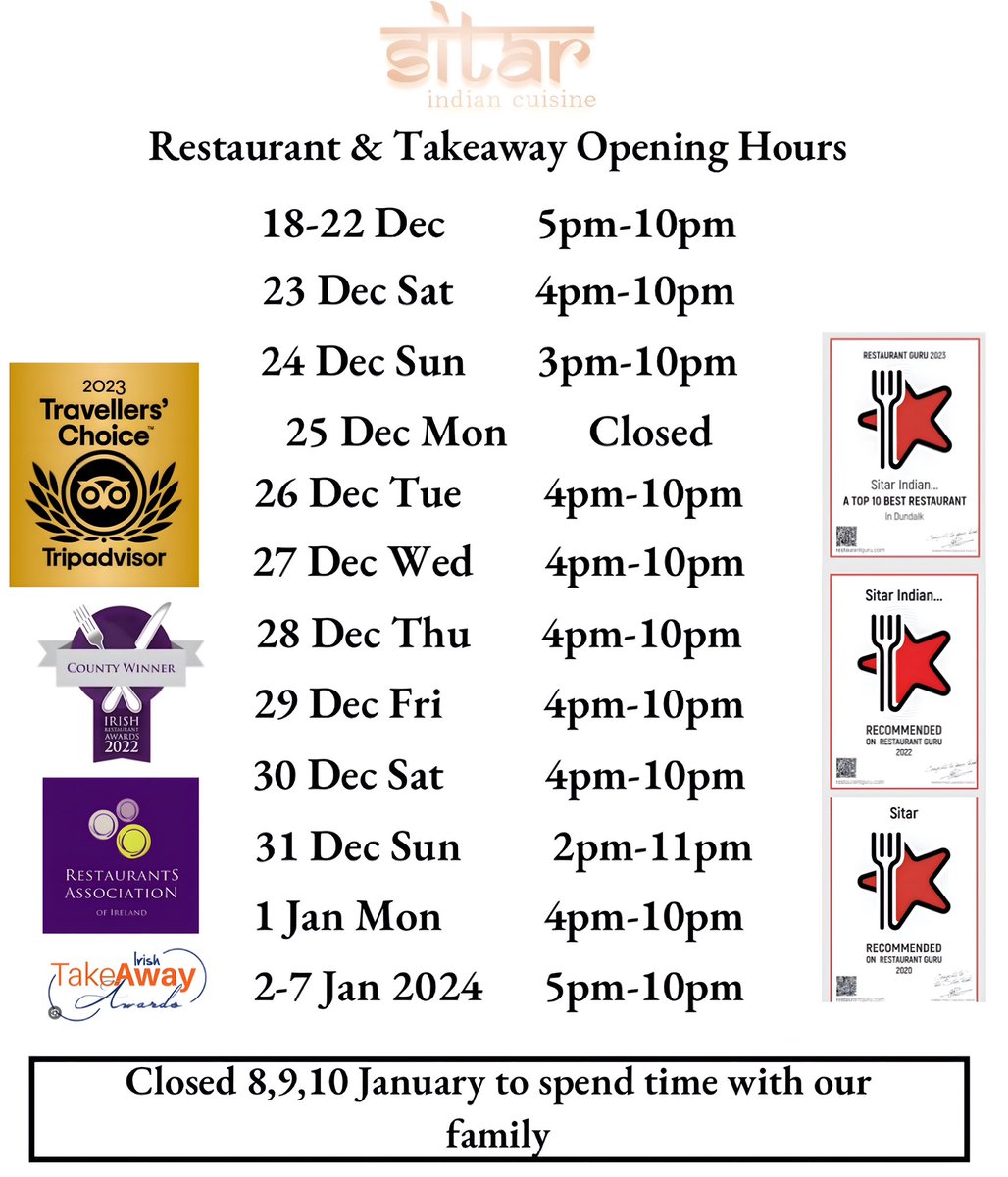 We're grateful for your support and excited to serve you even more - our restaurant is now open daily for the next three weeks! #Dundalk