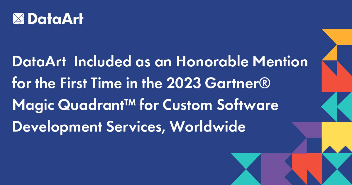 🎉We end this week on a celebratory note and proudly announce our inclusion as an Honorable Mention for the First Time in the 2023 Gartner® Magic Quadrant™ for Custom Software Development Services, Worldwide. #DataArt