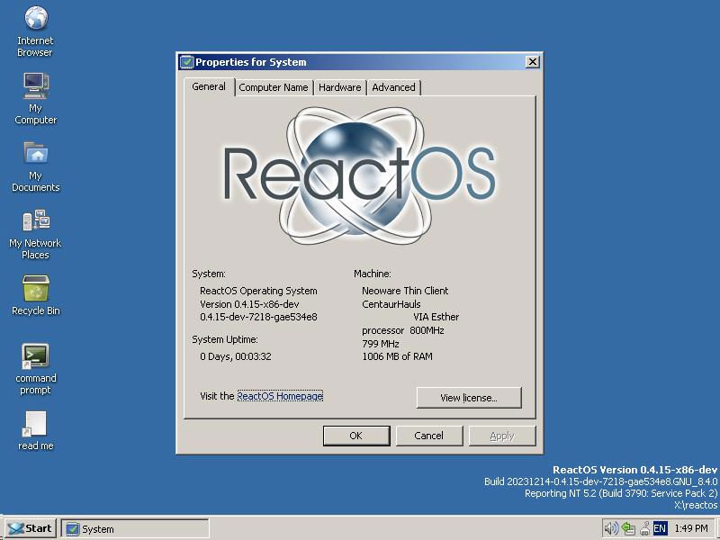 guidol70's tweet image. @reactos 
#ReactOS #LiveUSB working on
neoware m100 Thin Client (Model CA24)
VIA Eden Esther CPU 800Mhz (1GB RAM)
Video working, Mouse-Touchpad wouldnt
but USB-Mouse does the job.
No Audio/Network.
#RunCPM for 32Bit #Windows does work with #ansicon :)