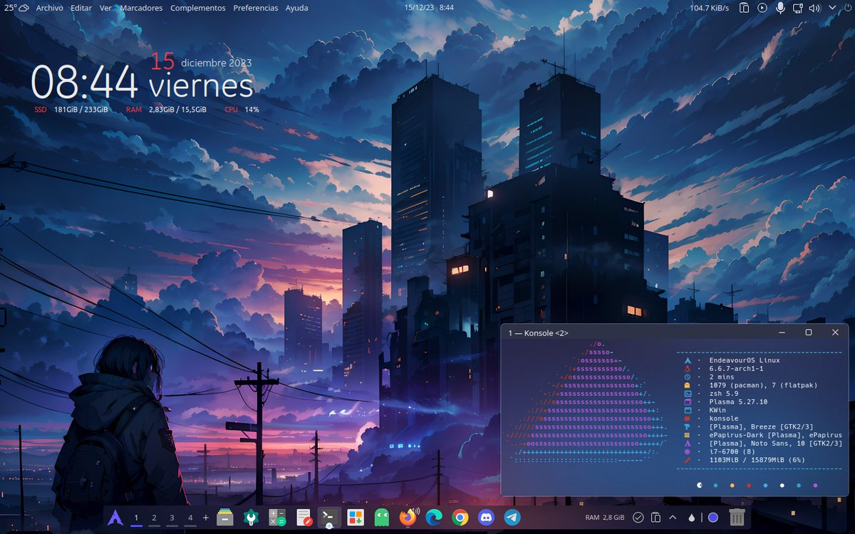 BENJAMlN8a's tweet image. #ViernesDeEscritorio #EscritorioGNULinux con la poderosa #EndeavourOS #ArchLinux #Linux #GNULinux 😉📷🐧