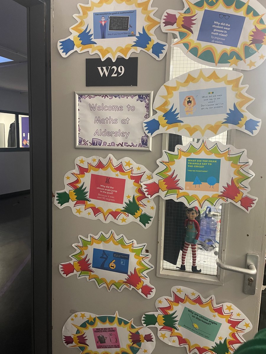 Day 15 and Elvis heard that forms were decorating their doors this week so decided to join in by decorating the maths office door with Christmas cracker jokes 😆 <a href="/AldersleyHighSc/">AldersleyHighSchool</a>