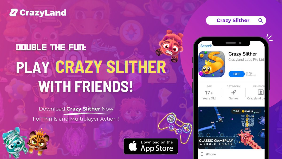 Crazylandio's tweet photo. 🎉 TGIF! Time to celebrate with some Crazy Slither fun! 🐍🎮 Gather your pals and dive into a thrilling gaming spree together! 🌟

Download now and start your crazy journey! 📷

Download link:https://t.co/89g0MLGj6d

#CrazySlither #TGIF #GamingAdventure #NFT #GameTime #gamenight https://t.co/y6K1DpvYkO