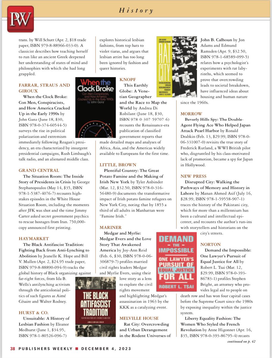 @PublishersWkly preview of spring 2024 history books, mentioning #DemandTheImpossible