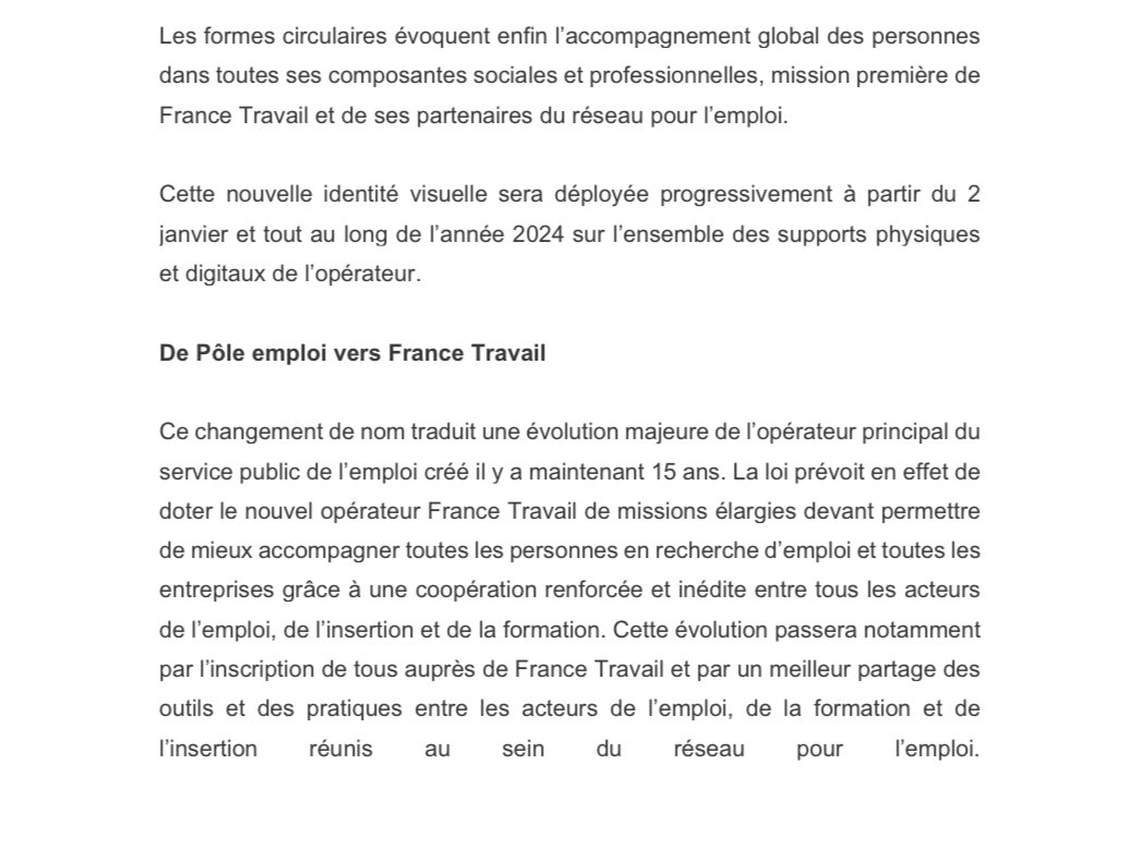 ➡️ Ce logo #FranceTravail est l’aboutissement d’une démarche participative inédite qui a mobilisé les collaborateurs de @pole_emploi, de la conception jusqu’au choix final. Notre objectif était de permettre à chacun de se l’approprier et d'en réduire le coût de création.