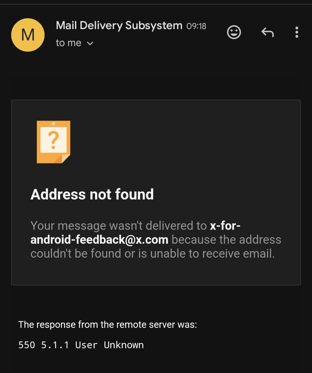 delfmark's tweet photo. @X feedback email does not exist

#feedback #android #x https://t.co/0XT5AoQ3F2