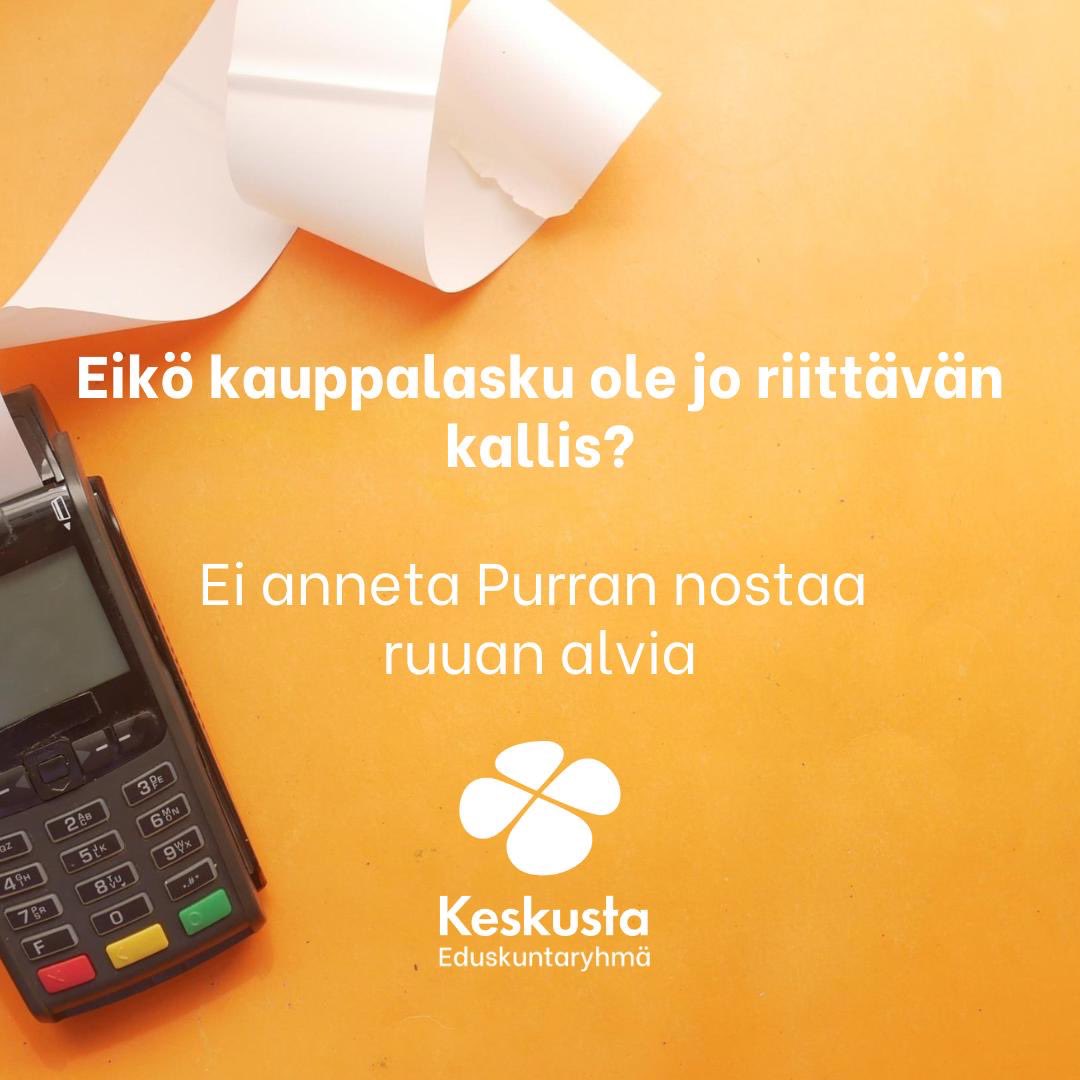 Keskusta ei hyväksy perussuomalaisten näkemystä ruuan hinnan nostosta.