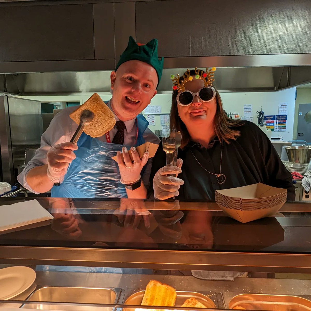 hazelwoodni's tweet image. Staff wellbeing breakfast this morning in the canteen, served by our wonderful canteen staff and senior leaders.