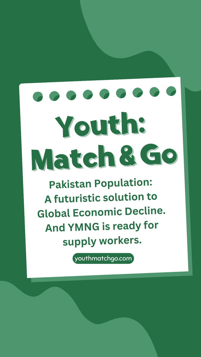 The population in Pakistan is growing rapidly, and it's important to have a plan in place for supplying workers to meet the demand. Youth Match & Go is a forward-thinking solution to this issue. #WorkforceDevelopment #FutureEconomy #Youthmatchgo #Pakistan