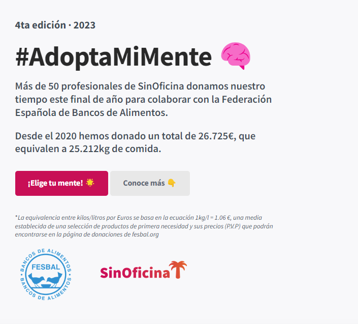 Vuelve la campaña #Adoptamimente Si quieres y colaborar aprendiendo accede a uno de las formaciones aquí 🫡 sinoficina.com/adopta/