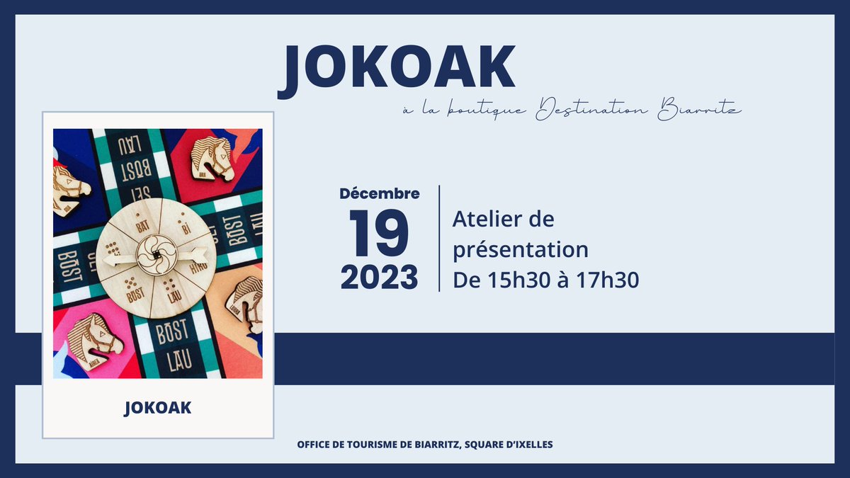 Les Rendez-Vous de la boutique <a href="/DestinationBtz/">Destination Biarritz</a>
#Biarritz 

En décembre, venez rencontrer les artisans / créateurs de notre boutique et dénicher ainsi de jolis🎁à glisser au pied du🎄. 

Les autres rdv👉tourisme.biarritz.fr/fr/actualites/…