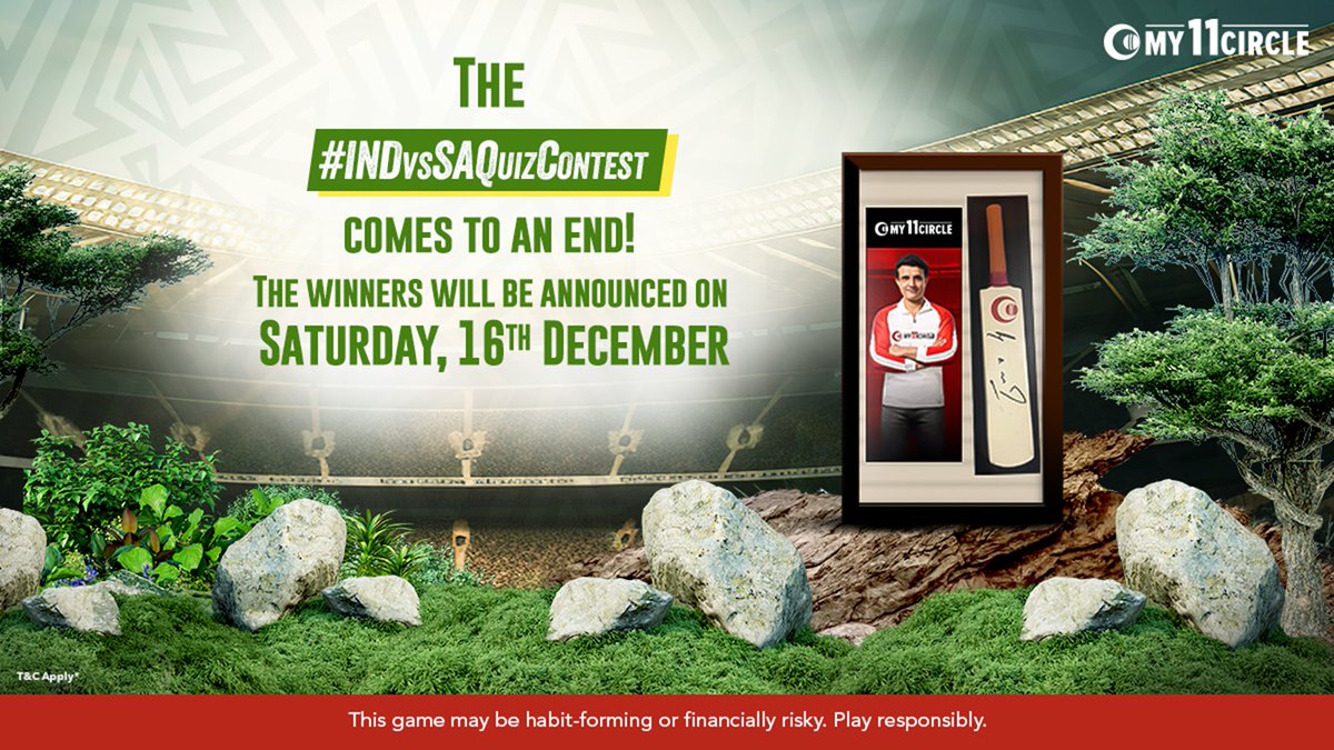 My11Circle's tweet image. Hats off to the quiz masters! Winners of the #INDvsSAQuizContest will be revealed shortly.