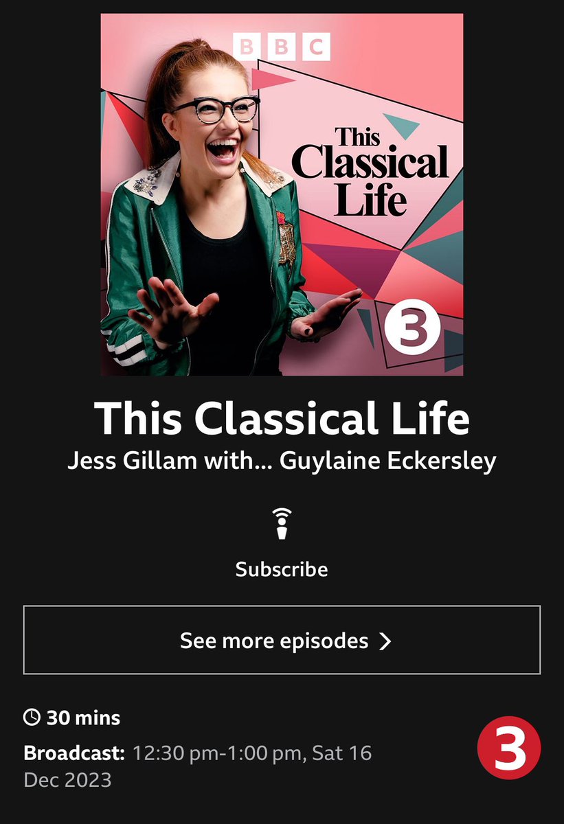 Had a great time chatting with Jess about some of my favourite pieces of music! If you want to hear me ramble on, tune in at 12:30pm tomorrow! (Also might be the first time a Frozen song will be heard on Radio 3?! ❄️)