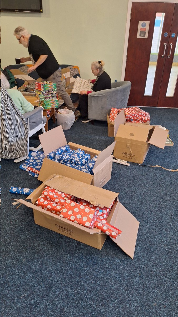 We are looking 4ward to this afternoon where we get to see children's faces when they receive a present from Santa at our official charity launch & Xmas event. Thanks to Kathryn for being amazing 👏 & our trustees and some church members who helped wrap 160 pressies! @SalfordCVS