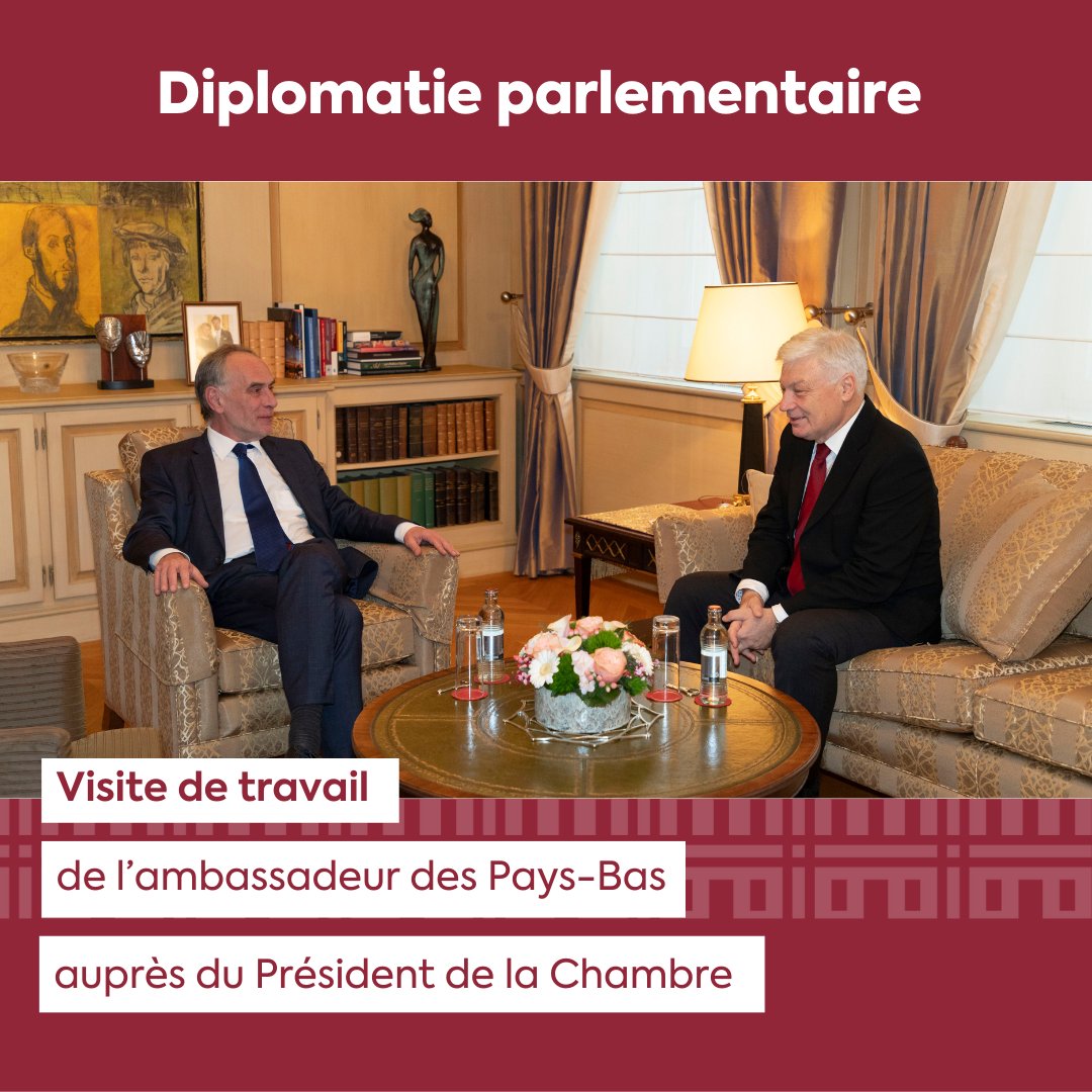 🤝Entrevues avec le corps diplomatique : Le Président de la Chambre des Députés Claude Wiseler a rencontré l’ambassadeur des Pays-Bas S.E.M Cornelis Jan Bansema #diplomatieparlementaire #parlement #Luxembourg #Nederland