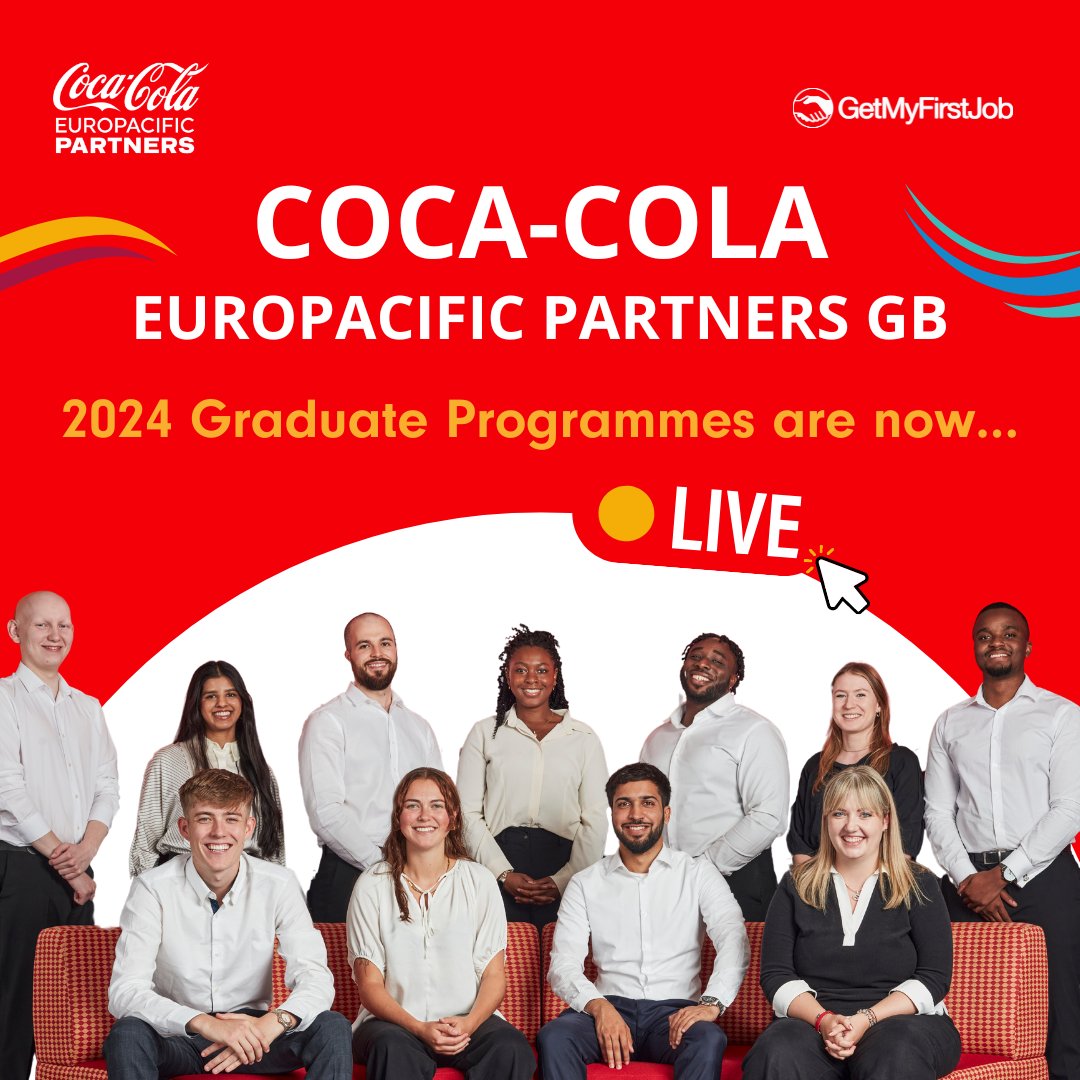 GetMyFirstJob's tweet image. 📣 @CocaColaEP&apos;s 2024 #GraduateProgrammes in #Finance, #SupplyChain, and #Commercial are now LIVE on the GetMyFirstJob website 📣
 
You&apos;d struggle to put a lid on our excitement for these, but why not check out the roles in more detail for yourself 👉 lnkd.in/d_cFy5qG