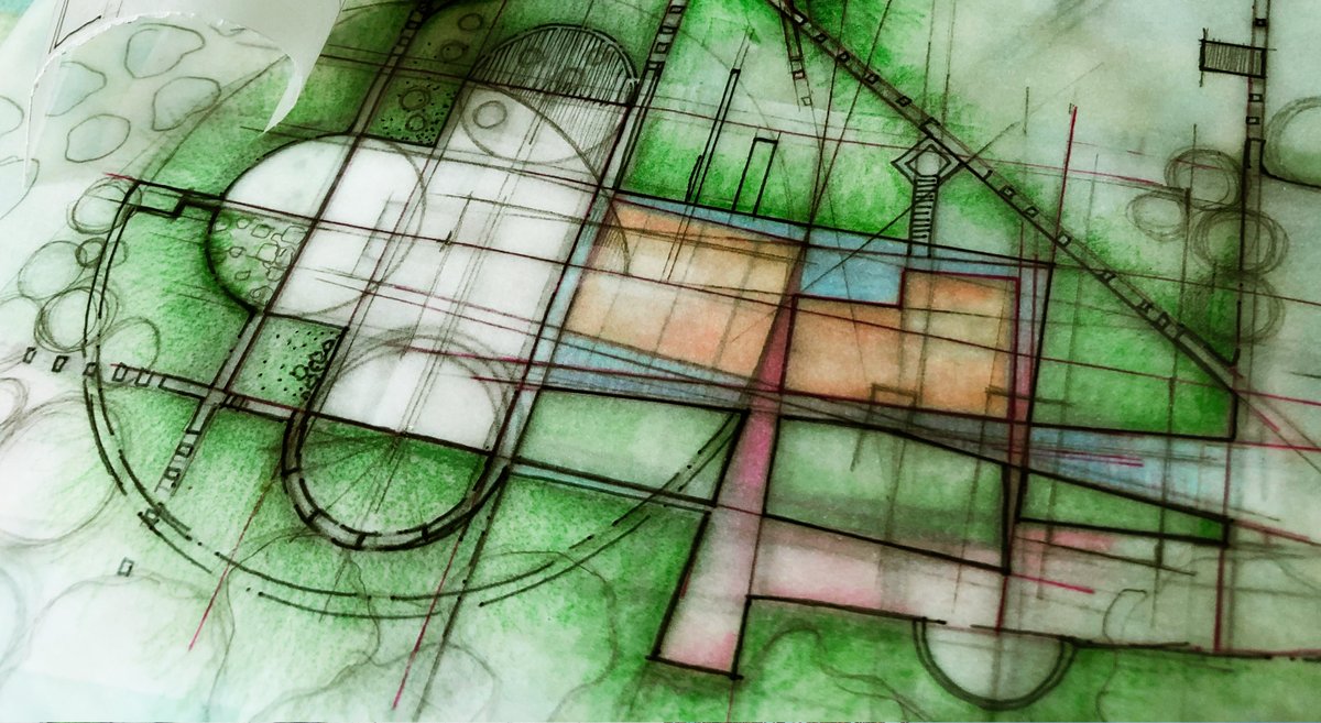 Initial #sketch illustrating the #gridlines, #geometries, materials and #ideas behind the proposal #MCA_Villafornace , a #refurbishment and transformation #project for a beautiful #Tuscan villa in the #Chianti region of #Tuscany, #Italy
#architecture #landscapedesign #archdaily