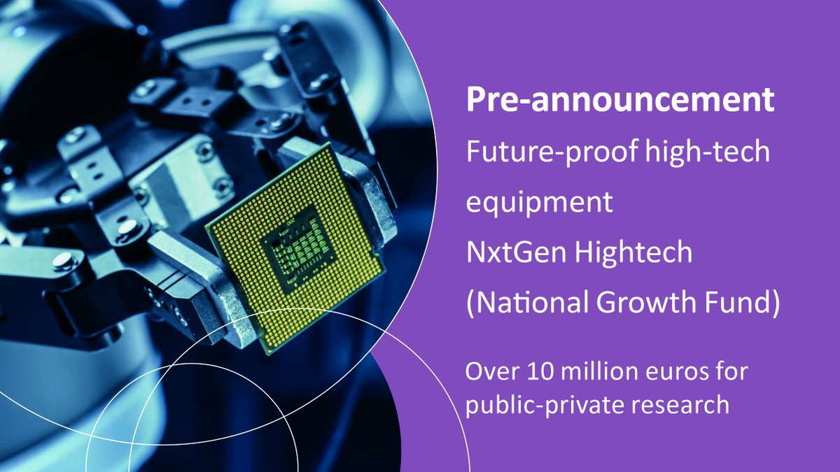 Pre-announcement: 10.6 mEuro for development of future-proof high-tech equipment in public-private research. New knowledge is sought within six application domains, addressing societal challenges. Opening: January 2024. Read more: nwo.nl/en/news/pre-an…