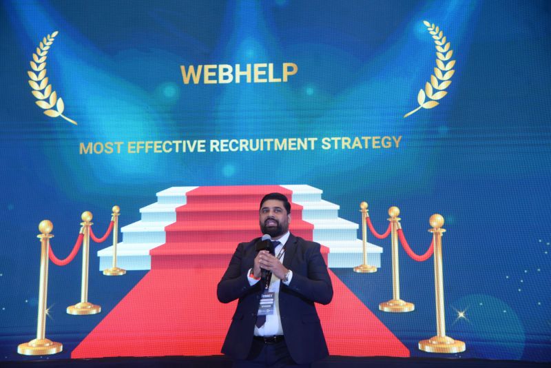 We are very glad to share with you that '@Webhelp_Global' Has Won The 'Most Effective Recruitment Strategy' Award at the Prestigious India HR Summit & Awards 2023.

Organized by Synnex® Group.

Congratulations To Entire Team On Your Well-Deserved Success..!!