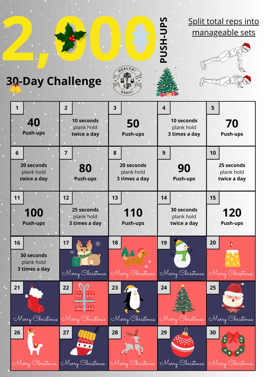 Healthy_Habs's tweet image. Advent Gains Unleashed: Push-Up Power on Day 16

Day 16 – the advent gains continue with push-up power! Join our challenge, feel the excitement, and make this holiday season fit and fabulous! 🎅💪

#PushUps #AdventChallenge #Christmas2023