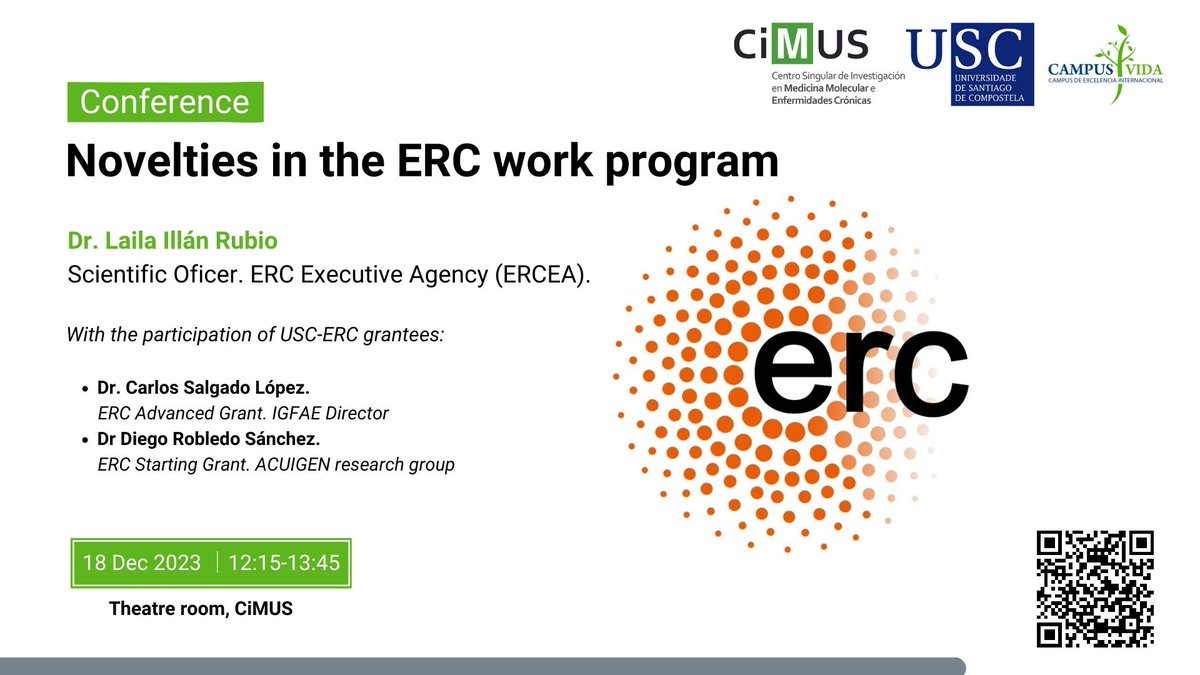 🔹Unlock the secrets of @ERC_Research funding! Join us with Dr. Laila Illan Rubio, #ERCEA scientific officer, and #ERCgrantees @CASsalgado and @Diego___RS. ✨Don't miss out on this golden opportunity to elevate your ERC application game! 🚀 🔗Info: bit.ly/3RnlAhM