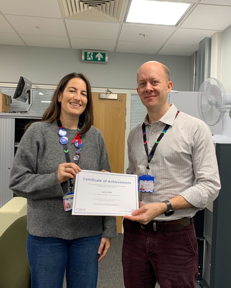 Well done to @james_bird_RN for winning our Special Funding Call! 🏆 ‘Using mobile technology for nursing on wards’ is a pilot that gives nurses a mobile device for direct care, removing large computers on wheels in wards. Read the news story: bit.pulse.ly/uppnry1x5s #CWGrants