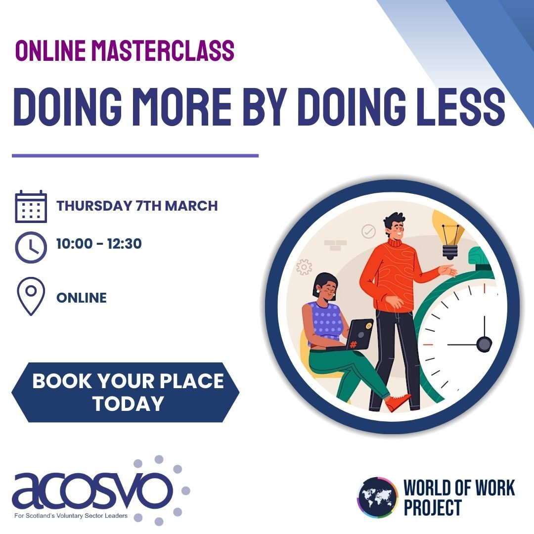 Doing More By Doing Less - join us for a masterclass led by the fantastic @WorldOfWork_IO! Learn how to identify the right work to say yes to and how to de-prioritise as much as possible, enabling teams and organisations to thrive. Find out more ➡️ bit.ly/3Rno94r