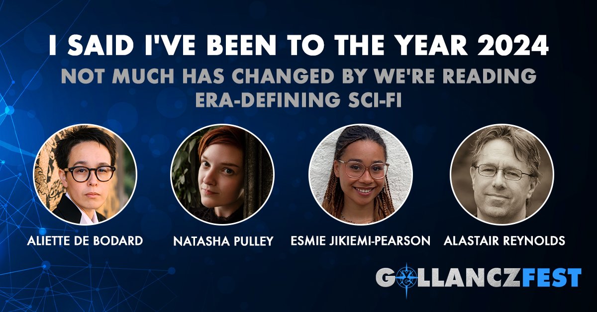THE SCIENCE FICTION PANEL ☄️ If you like your fiction set in galaxies afar, this is the panel for you, featuring esteemed guests @aliettedb, @natasha_pulley, @esmiejp and Alastair Reynolds.