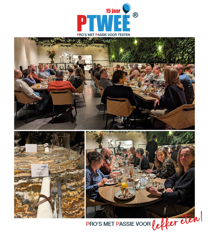 Een mooie afsluiting van ons 15-jarig jubileum deze week: het PTWEE eindejaarsdiner!

Borrelen, bijpraten, terugblikken, vooruitkijken en proosten! 

Op naar ons sweet sixteen jaar! Vier jij dit volgend jaar met ons mee?
werkenbij.ptwee.nl