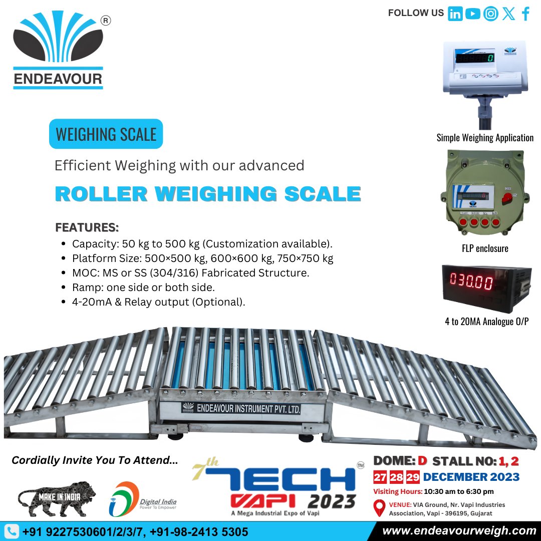 Efficient Weighing with Our Advanced Roller Weighing Scales

#WeighingScale #WeighingInnovation #RollerScales #EfficiencyUnleashed

#EndeavourWeigh #EndeavourInstruments #WeighWithEndeavour #EndeavourInnovations #ElevateWithEndeavour #EIPLOfficial