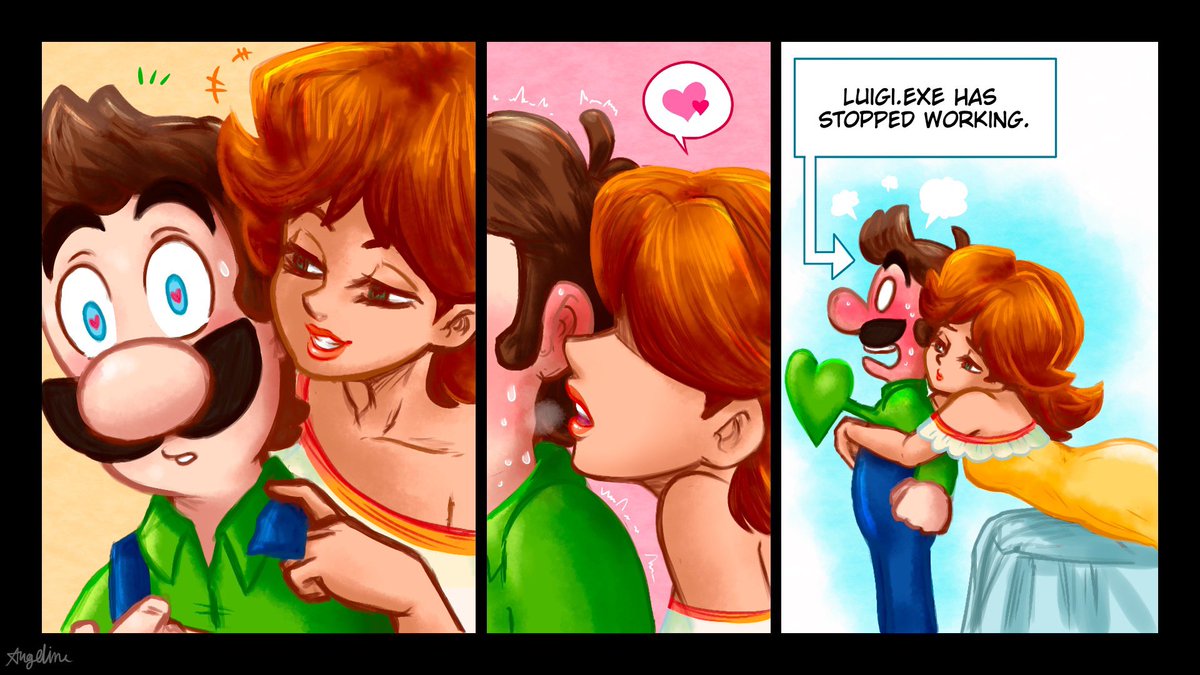 🌼 Don’t go just yet…🌼 Man stood no chance at all! I was trying to draw some WaPeach art, but got distracted with 3 little panels instead. I love the idea of cozy couples art! #PrincessDaisy #luigi #Nintendo #art #luaisy #SuperMario #SuperMarioBros #sketch