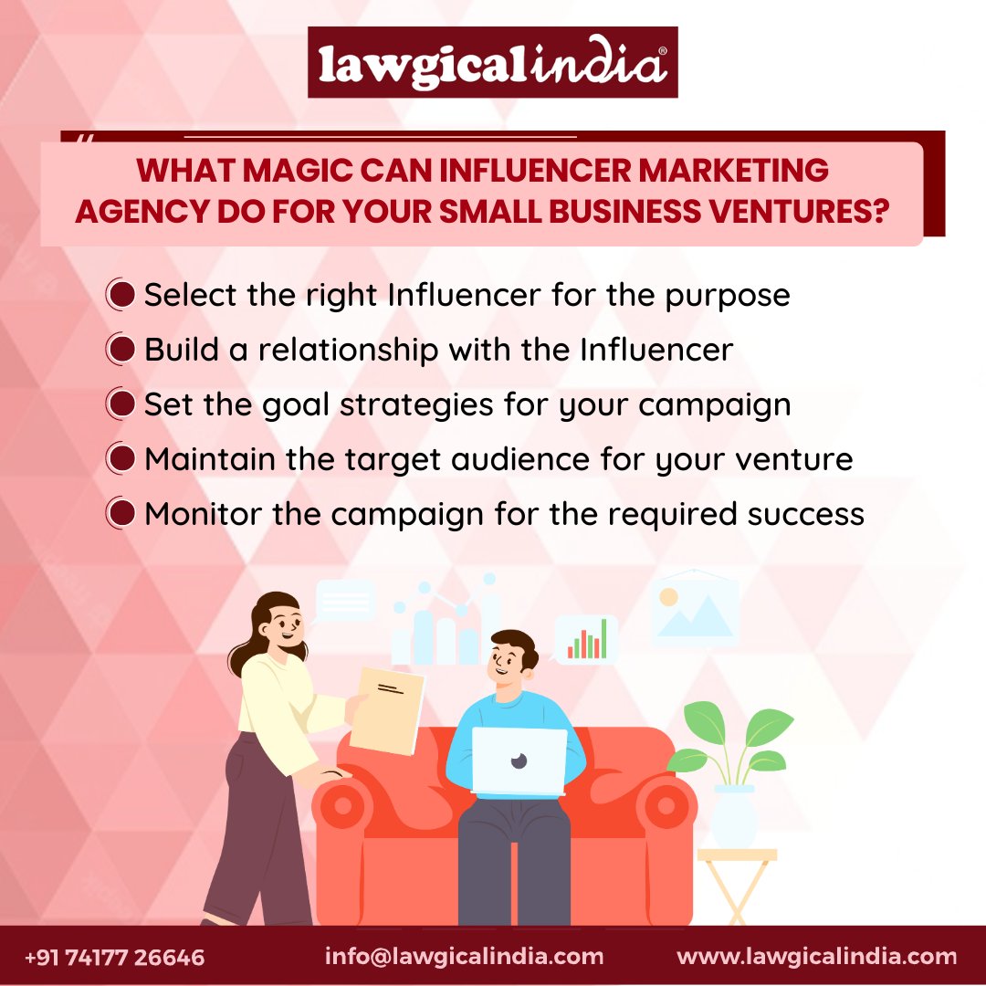 To attract the benefits of millions, you can trust LawgicalIndia which is known for serving digital marketing and other business services such as MSME registration, GST registration, and beyond.

#smallventures #gstregistration #msme #business #InfluencerMarketing #lawgicalindia