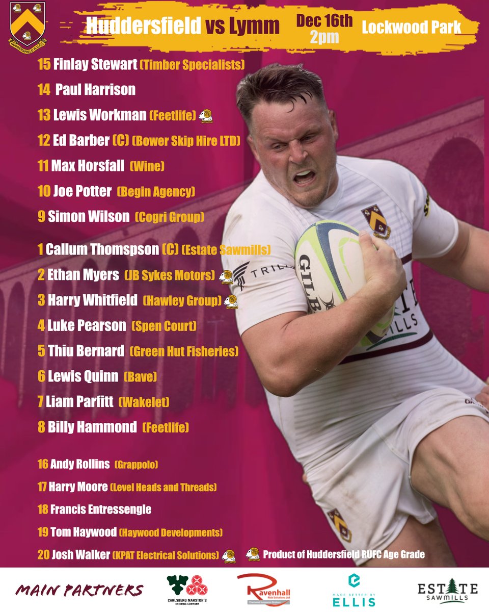 🚨🚨 Team Announcement for the last game before Christmas!! 🚨🚨

🏟️Lockwood Park, 2pm kick-off
🆚<a href="/LymmRugbyClub/">Lymm RFC</a> in <a href="/Natleague_rugby/">National League Rugby</a> #Nat2N
💈Ed Barber is back
🎄Last Game Before Christmas

Get down to Lockwood, its a massive game!

#HRUFC #UTF