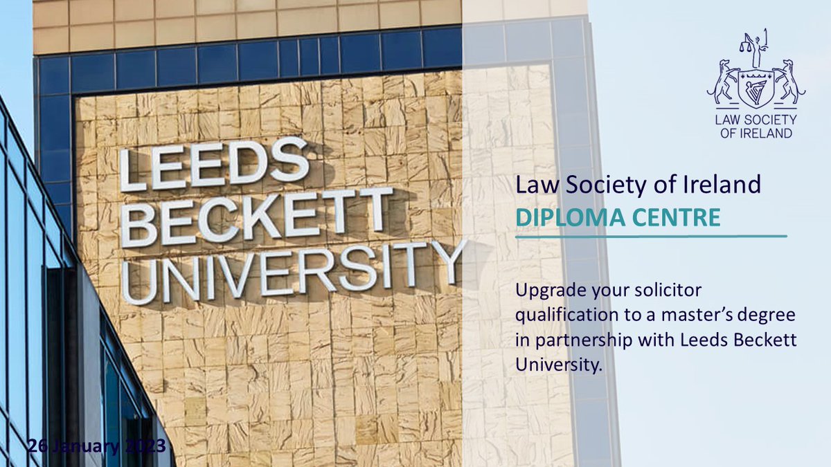 The LLM Advanced Legal Practice, in partnership with @leedsbeckett, offers a unique opportunity to upgrade your solicitor training to a master’s degree in a specialist area. Find out more and register your interest: lawsociety.ie/productdetails…