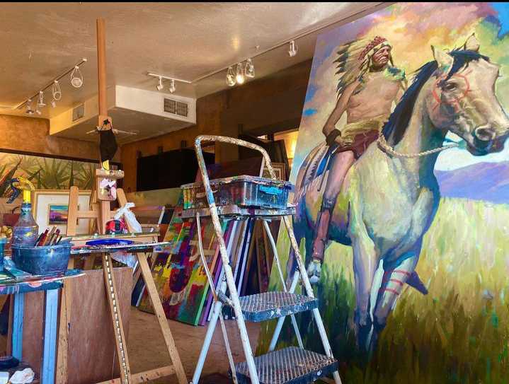 Work in progress #nativeamerican #nativeamericanart #southwestart #horseart #studioartist #arizonaartist
