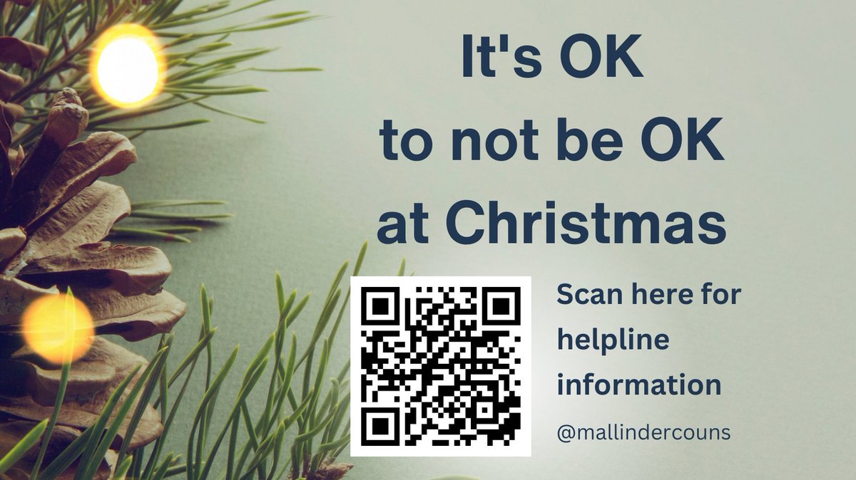 Christmas isn't always cheerful and that's OK. No matter what you're going through, there are people and resources available to help you. 
Link: mallindercounselling.com/helplines

#TraumaRecovery #Resilience #Counselling #MentalHealthAwareness 
#Counsellingpsychology #counsellingjourney